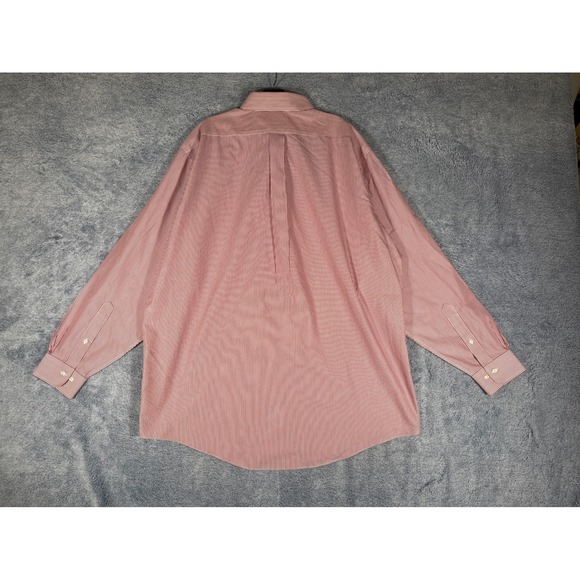 Brooks Brothers 346 Mens 18 6/7 Red White Striped Non-Iron Cotton Dress Shirt - Picture 7 of 11